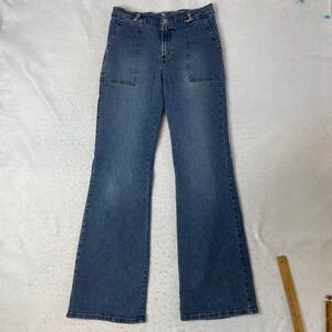 Tommy Jeans Belted Flare Jeans Womens 32 Blue Denim High Rise Y2K Retro Flare